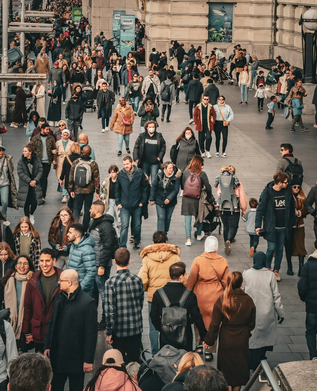 crowd of people walking